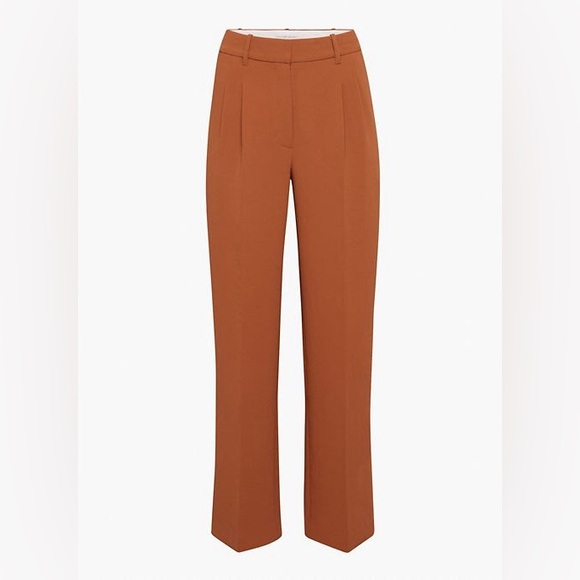 Aritzia Wilfred Effortless Crepe Pleated Pants - Anise Brown - Size 6 Short - Picture 1 of 14